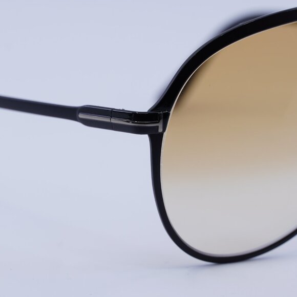 Tom Ford Xavier FT1060 01F Sunglasses Shiny Black Aviator Frame, Brown Lenses - Picture 6 of 10